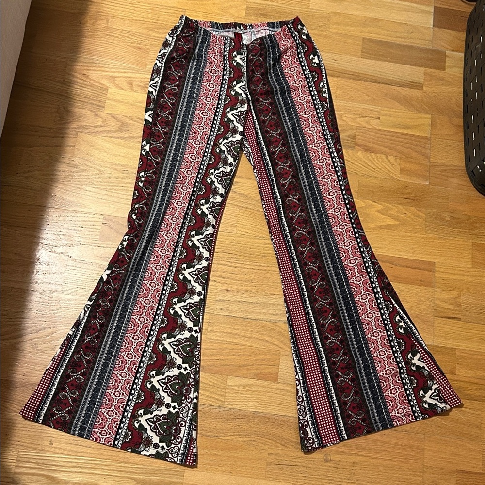 Hot Kiss Multicolor Patterned Flare Pants